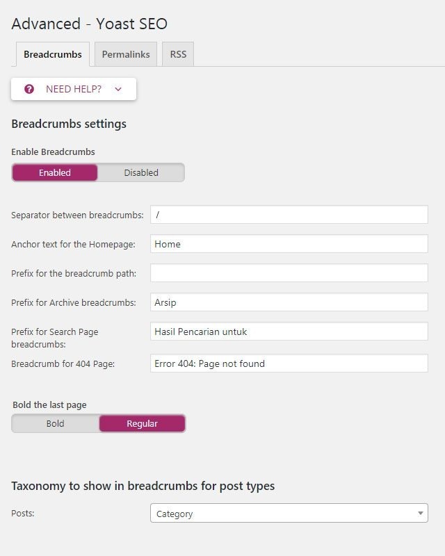 Setting Breadcrumbs - Yoast SEO