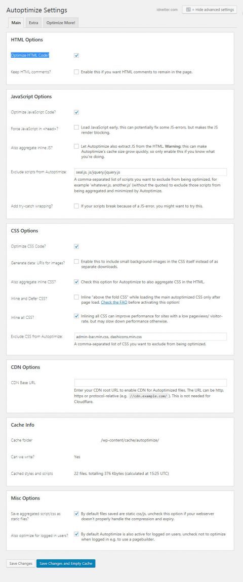 Cara Setting Autoptimize